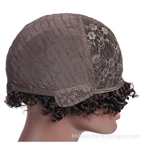Short Water Wave Hair 2 Color Wig Pixie Cut Machine Made Wig100% Human Hair Wig Suitable for Women's Short Wig 150% Density